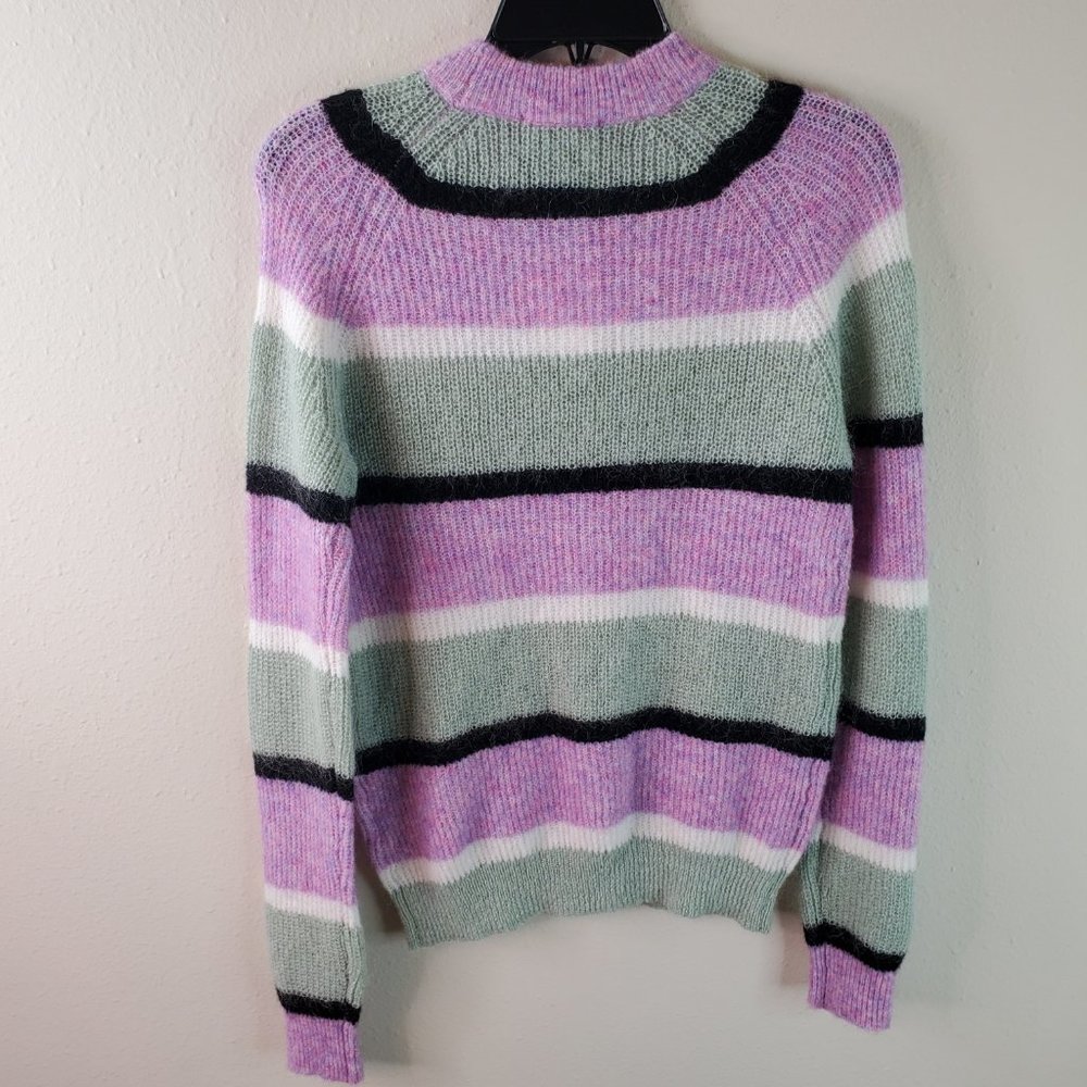 Veda X UO Urban Outfitters Anthro Womens Purple Sage Stripe Mockneck Sweater - Picture 6 of 14
